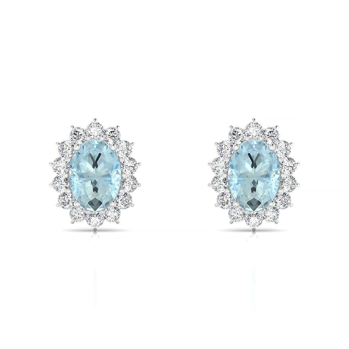 Blossom | 18k White Gold 7 x 5 mm Oval Aquamarine Earrings