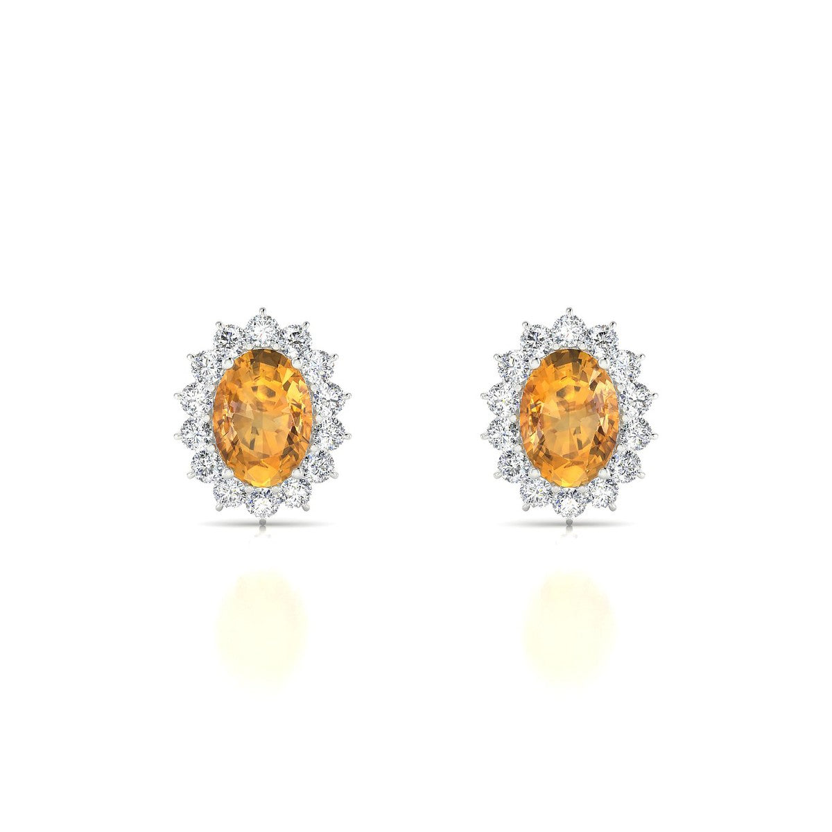 Blossom | 18k White Gold 7 x 5 mm Oval Citrine Earrings