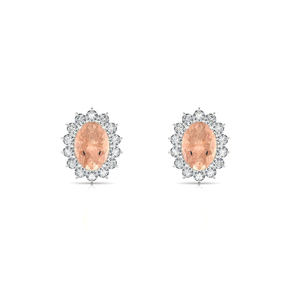 Blossom | 18k White Gold 7 x 5 mm Oval Morganite Earrings