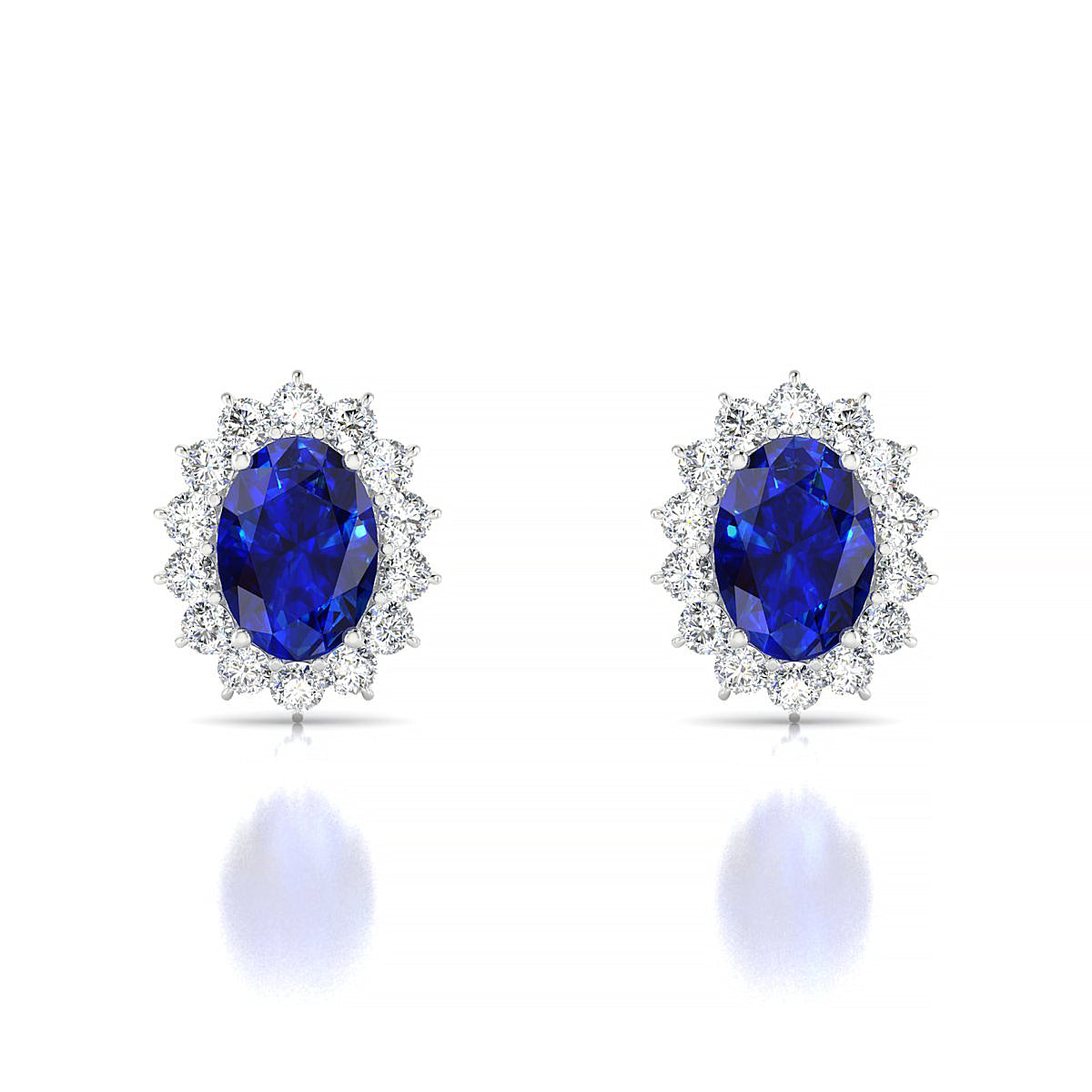 Blossom | 18k White Gold 7 x 5 mm Oval Sapphire Earrings