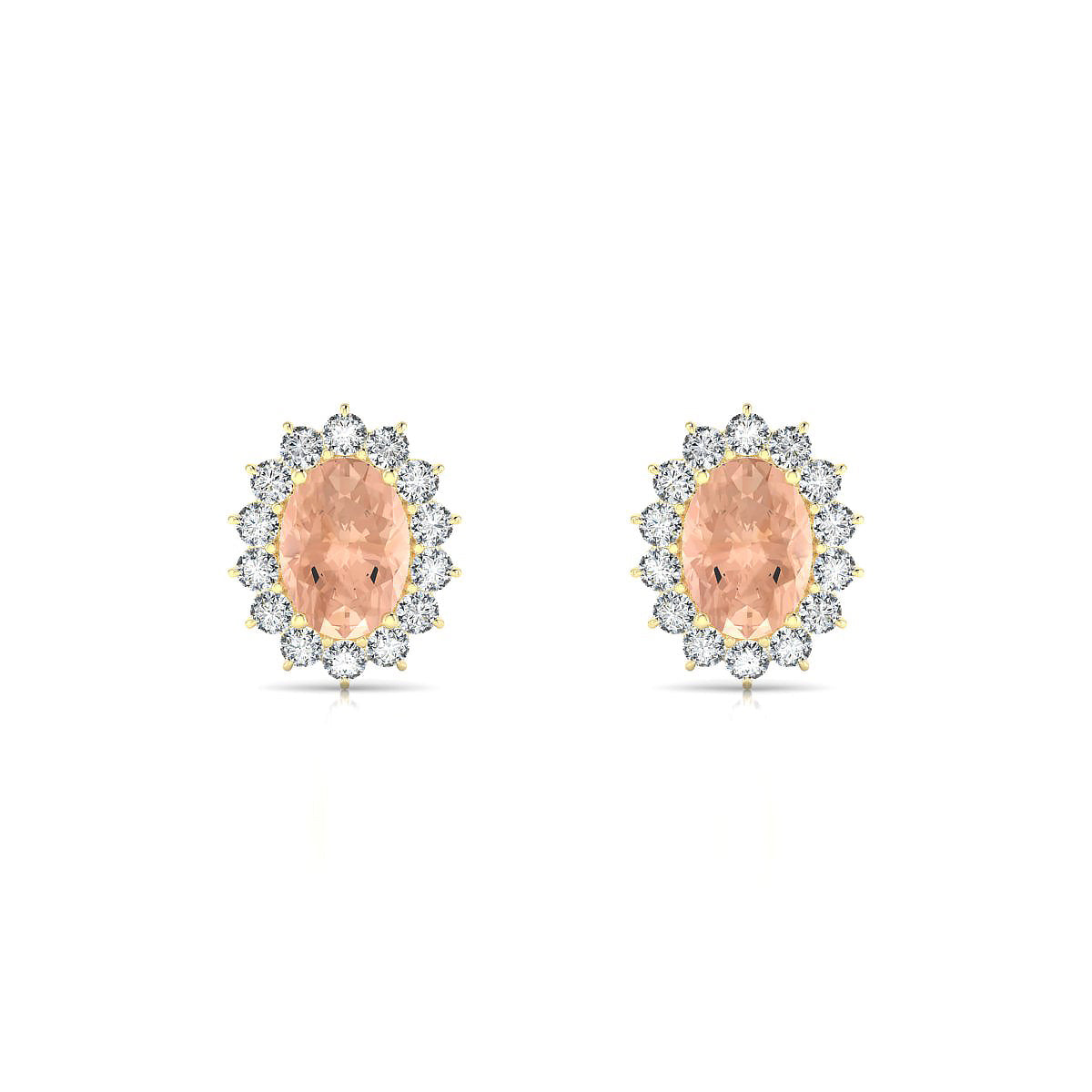 Blossom | 18k Yellow Gold 7 x 5 mm Oval Morganite Earrings