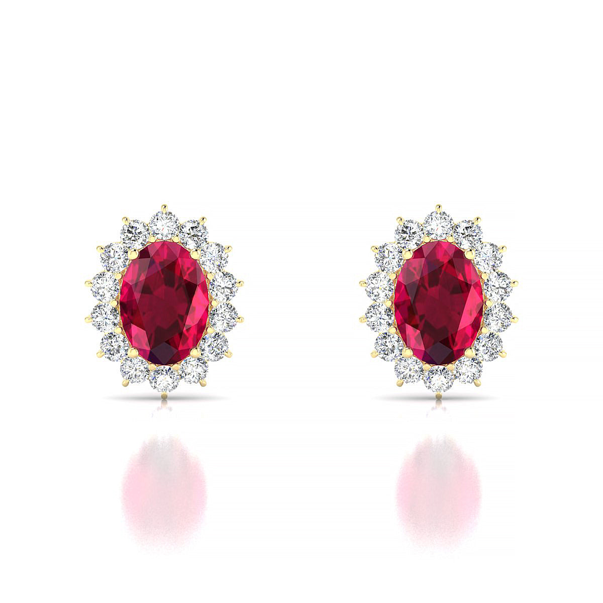 Blossom | 18k Yellow Gold 7 x 5 mm Oval Ruby Earrings