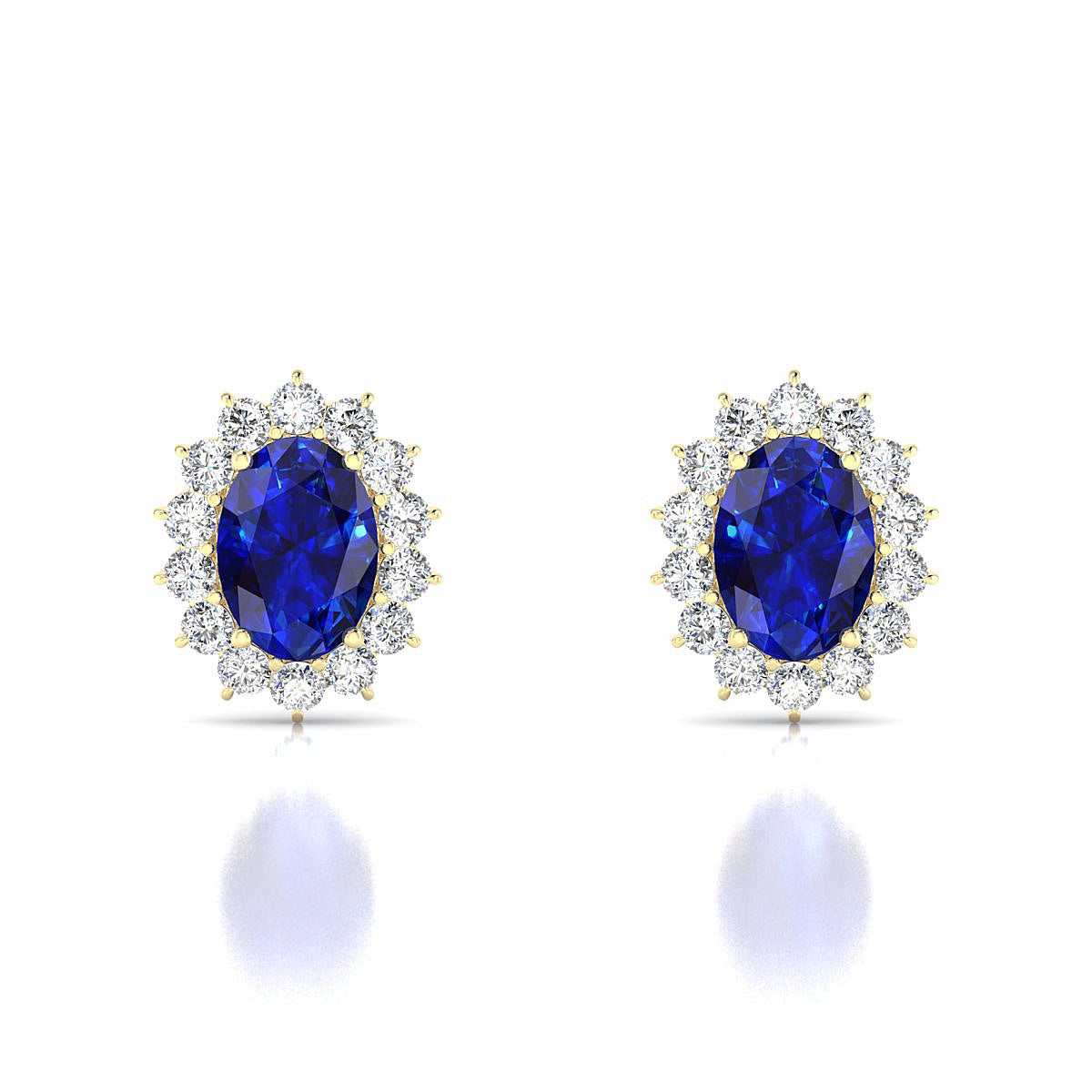 Blossom | 18k Yellow Gold 7 x 5 mm Oval Sapphire Earrings