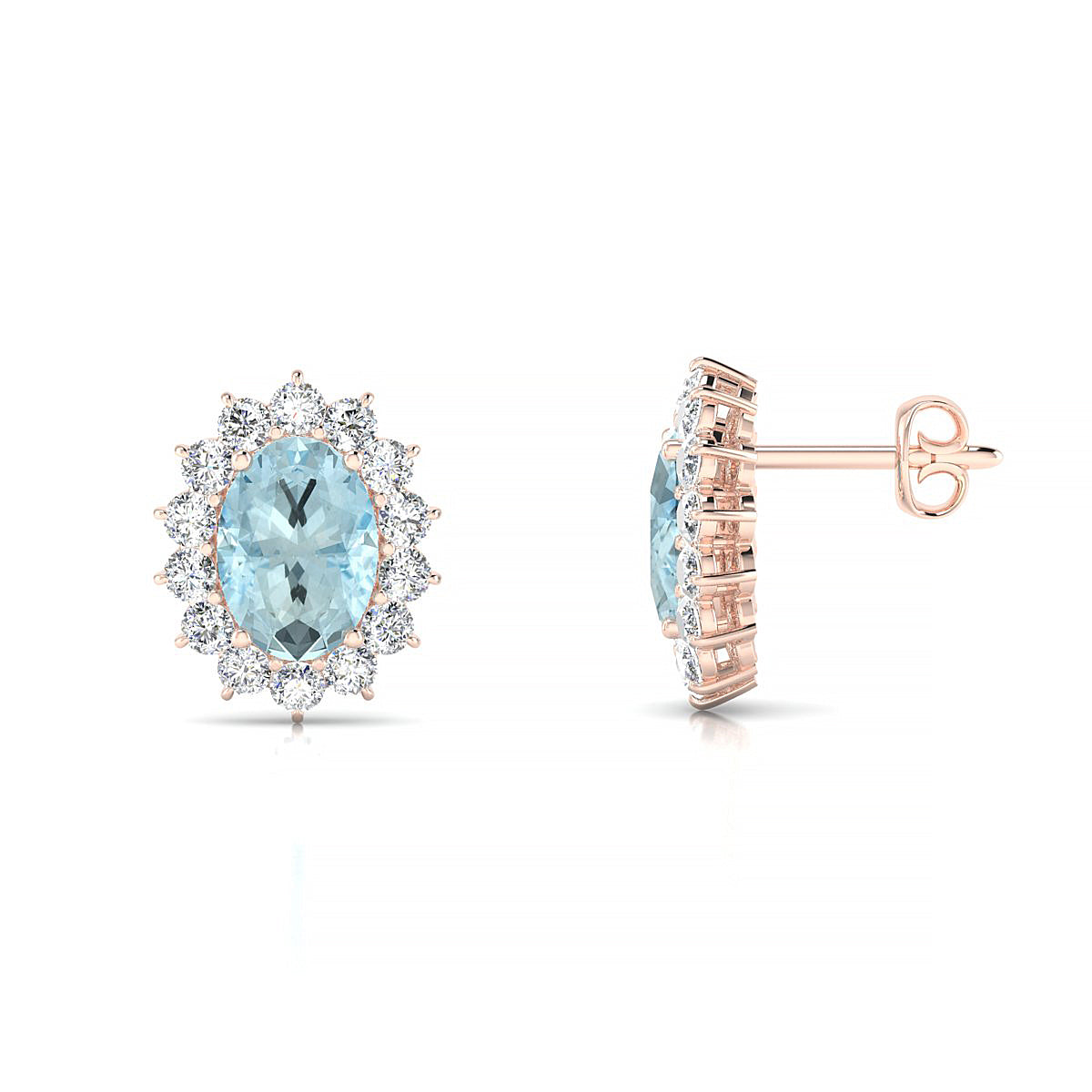 Blossom | 18k Rose Gold 7 x 5 mm Oval Aquamarine Earrings