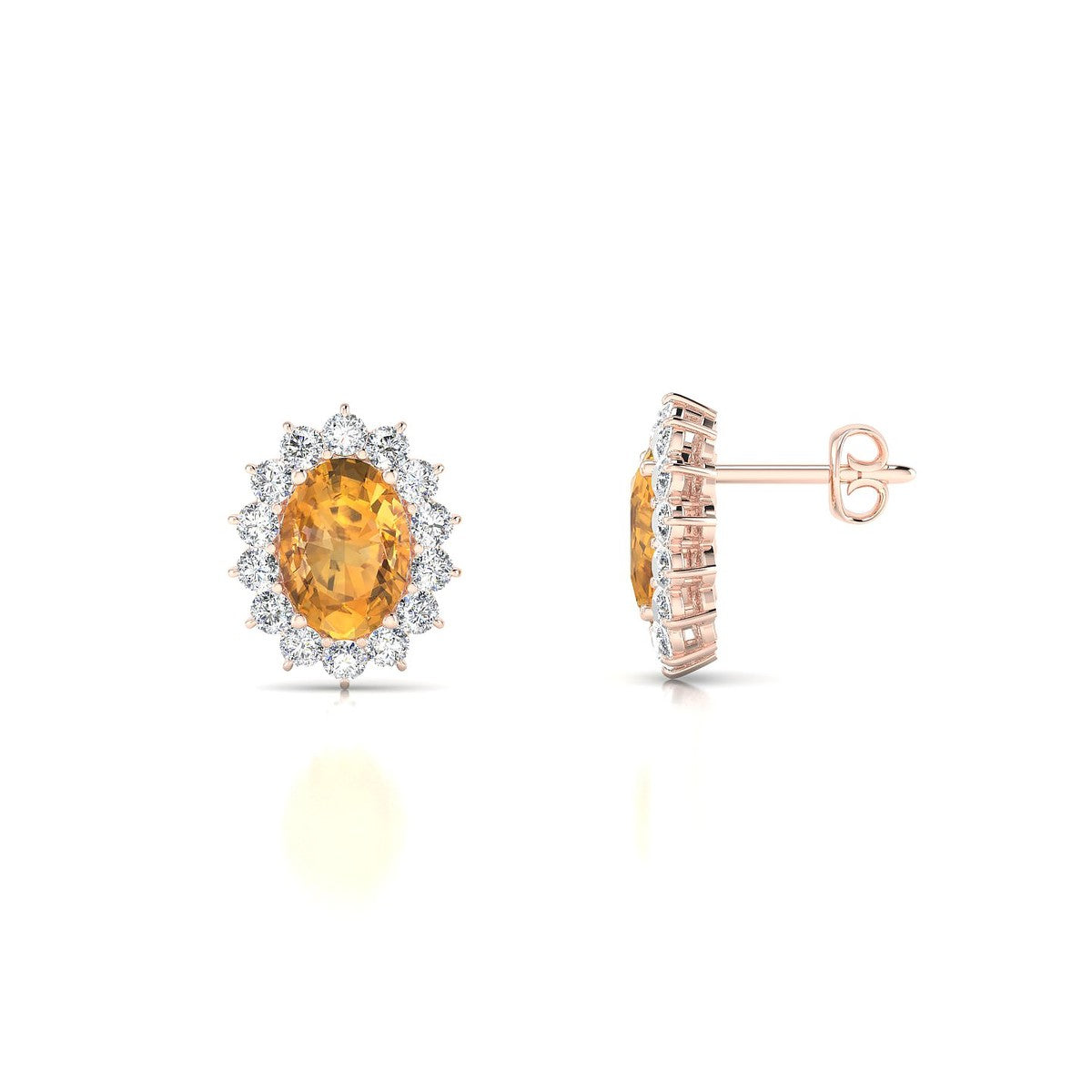 Blossom | 18k Rose Gold 7 x 5 mm Oval Citrine Earrings