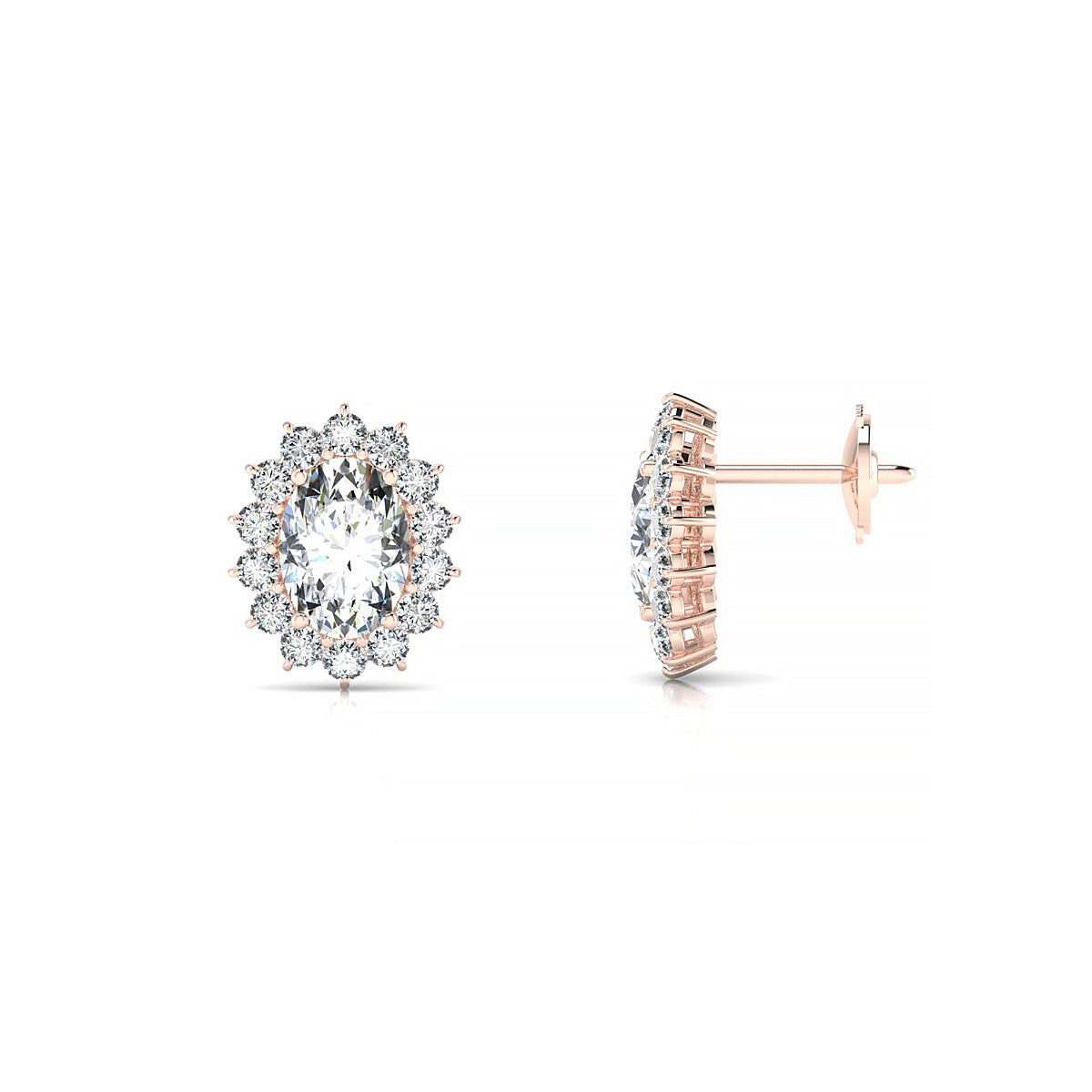 Blossom | 18k Rose Gold 7 x 5 mm Oval Diamond Earrings