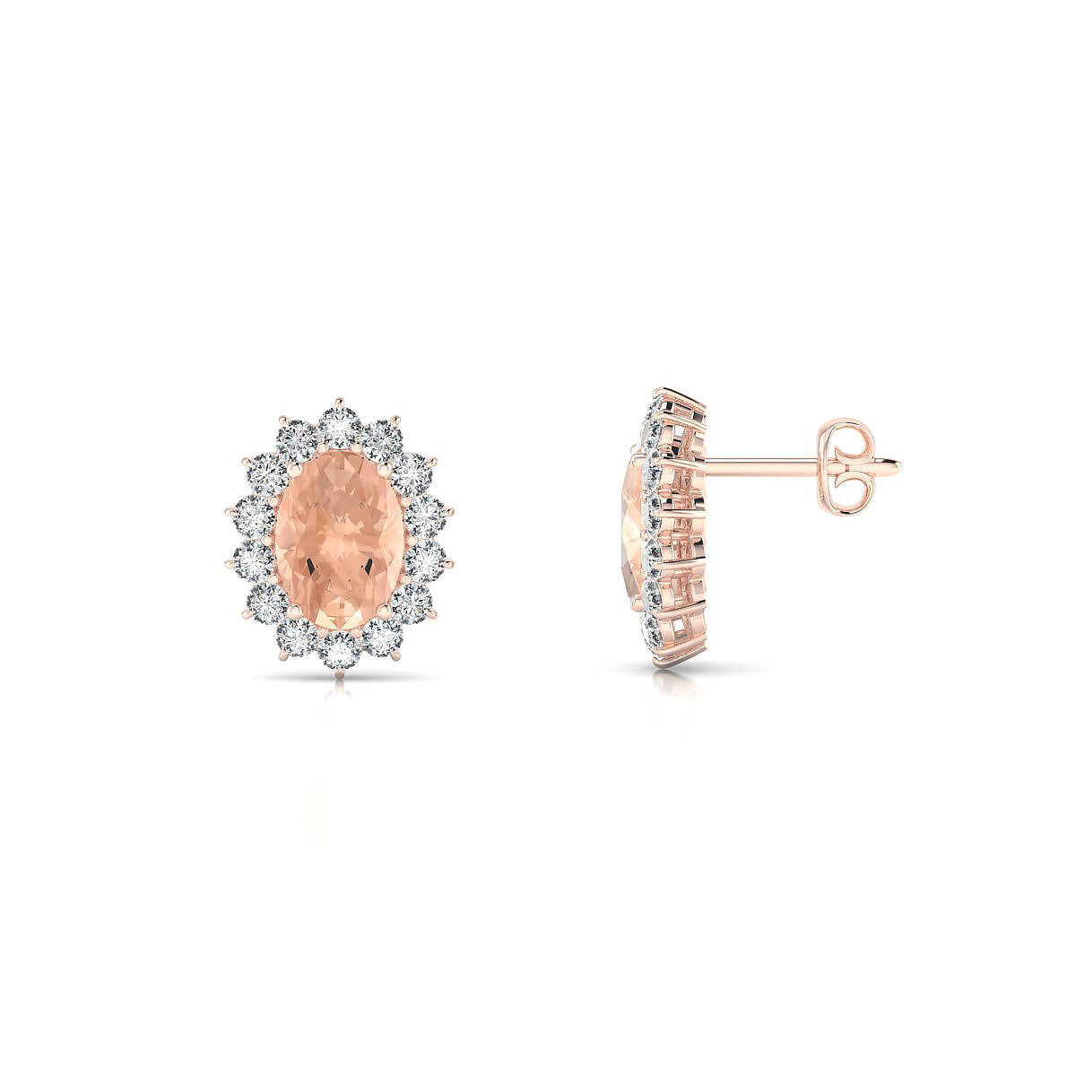 Blossom | 18k Rose Gold 7 x 5 mm Oval Morganite Earrings