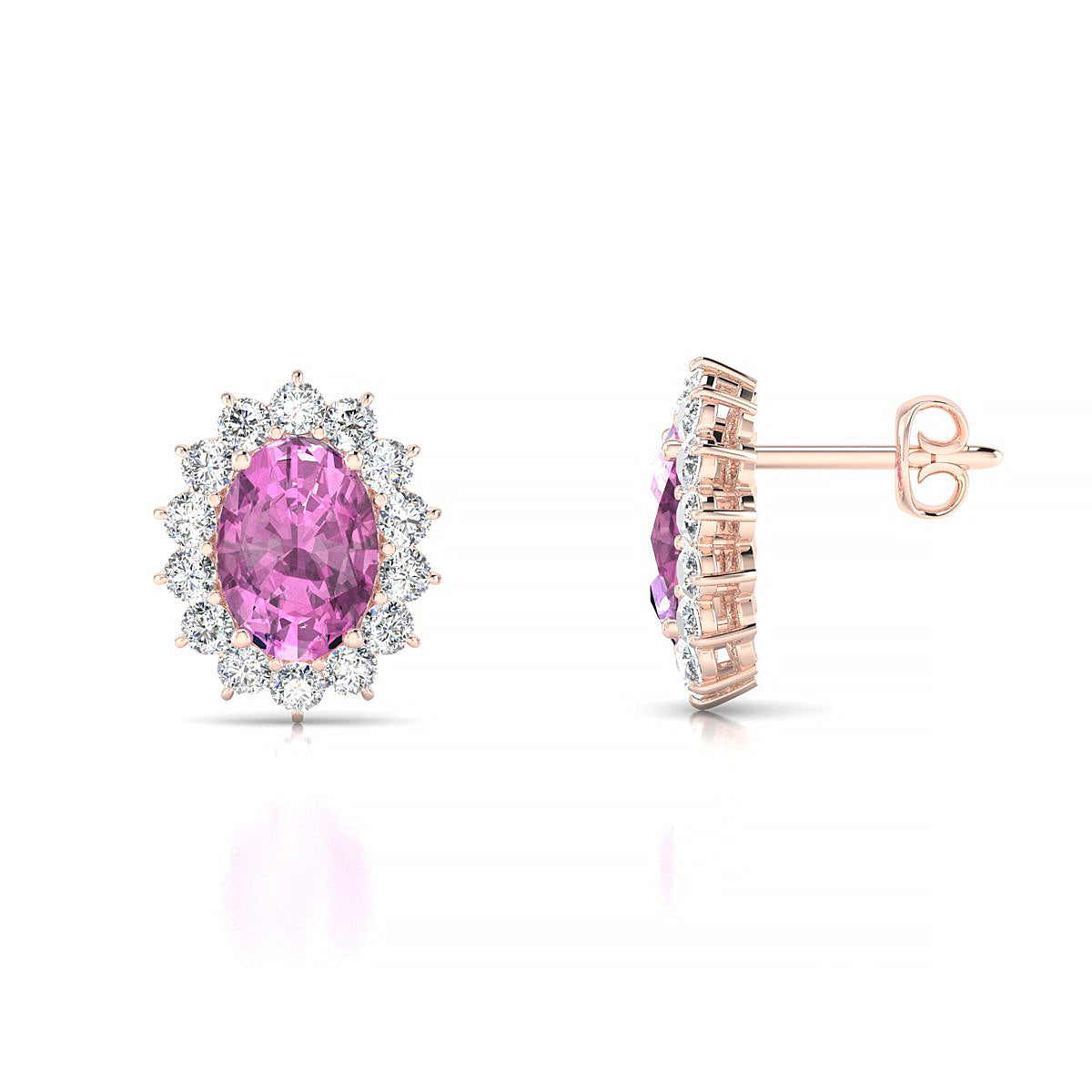 Blossom | 18k Rose Gold 7 x 5 mm Oval Pink Sapphire Earrings