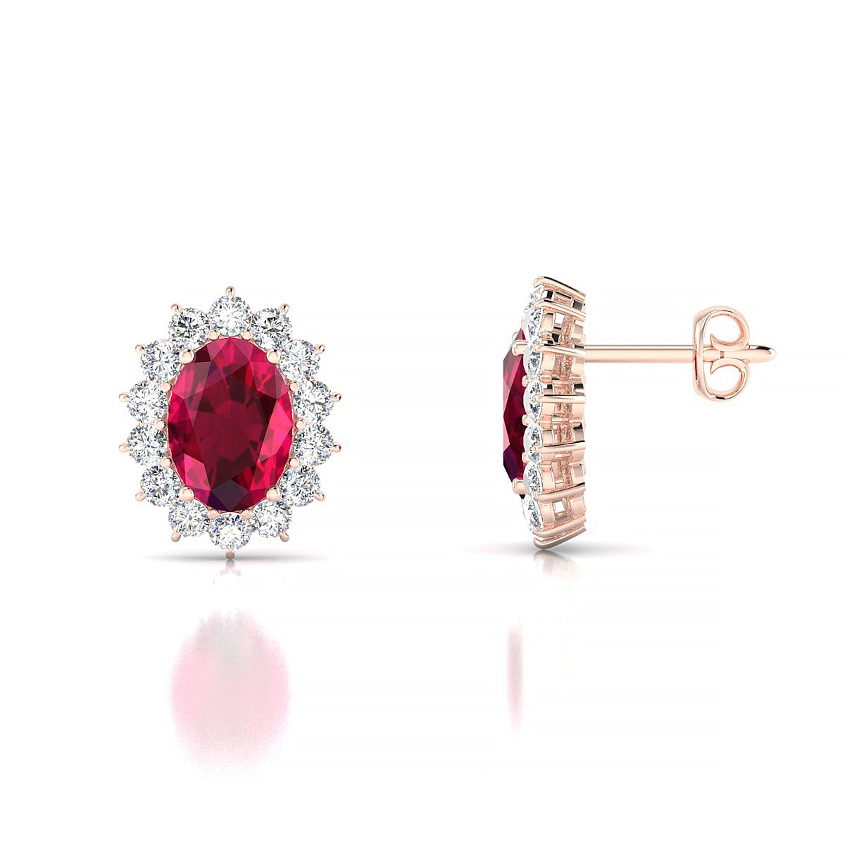 Blossom | 18k Rose Gold 7 x 5 mm Oval Ruby Earrings