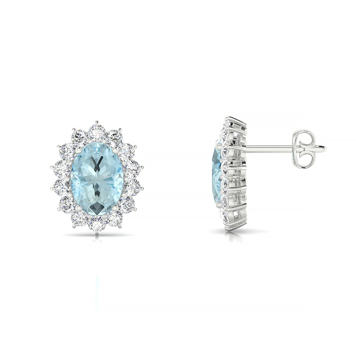 Blossom | 18k White Gold 7 x 5 mm Oval Aquamarine Earrings