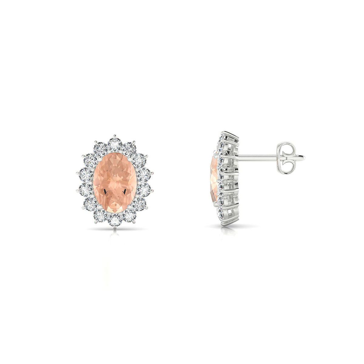Blossom | 18k White Gold 7 x 5 mm Oval Morganite Earrings