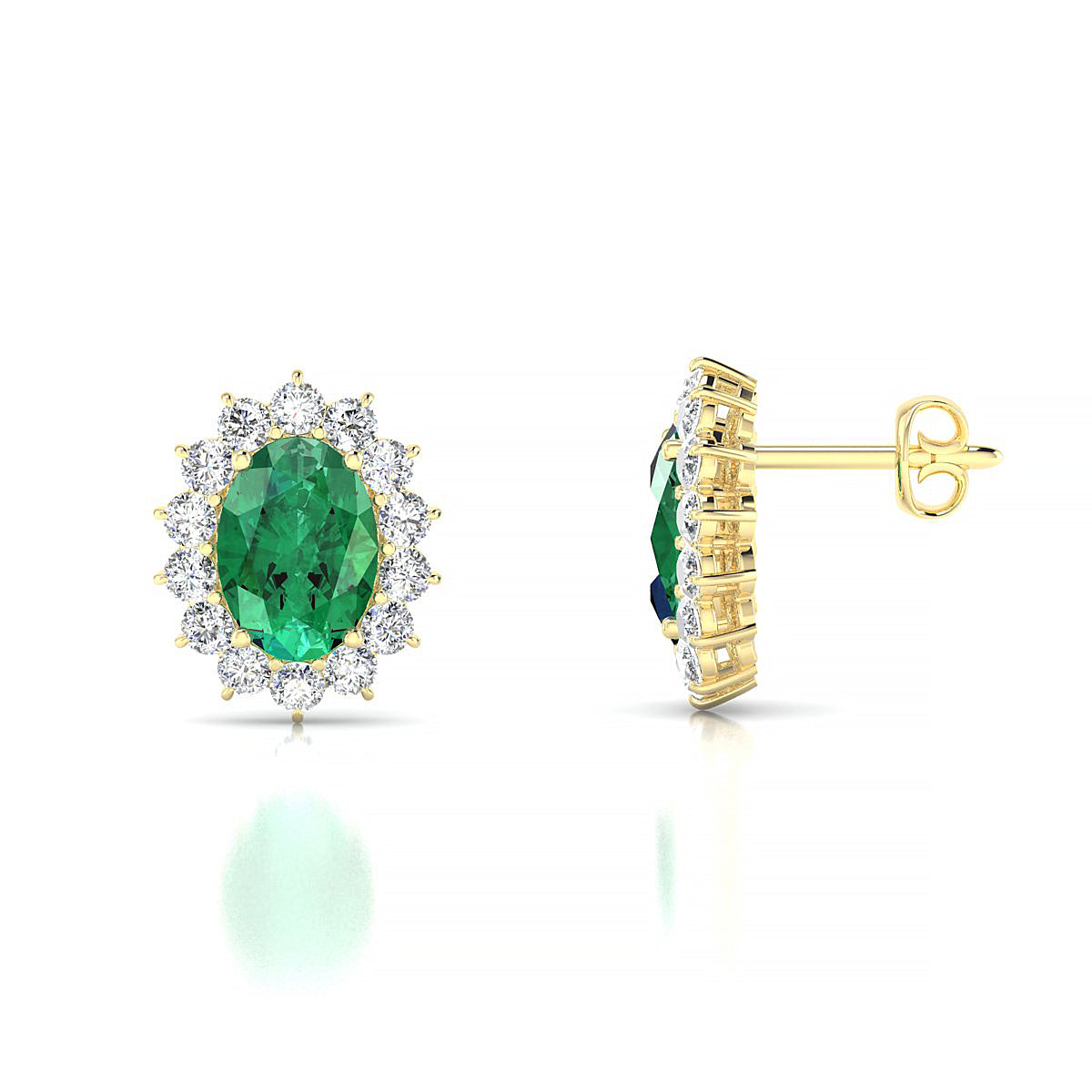 Blossom | 18k Yellow Gold 7 x 5 mm Oval Emerald Earrings