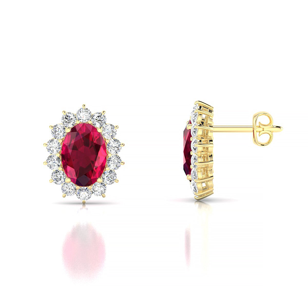 Blossom | 18k Yellow Gold 7 x 5 mm Oval Ruby Earrings