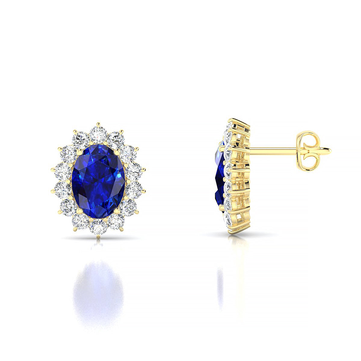 Blossom | 18k Yellow Gold 7 x 5 mm Oval Sapphire Earrings