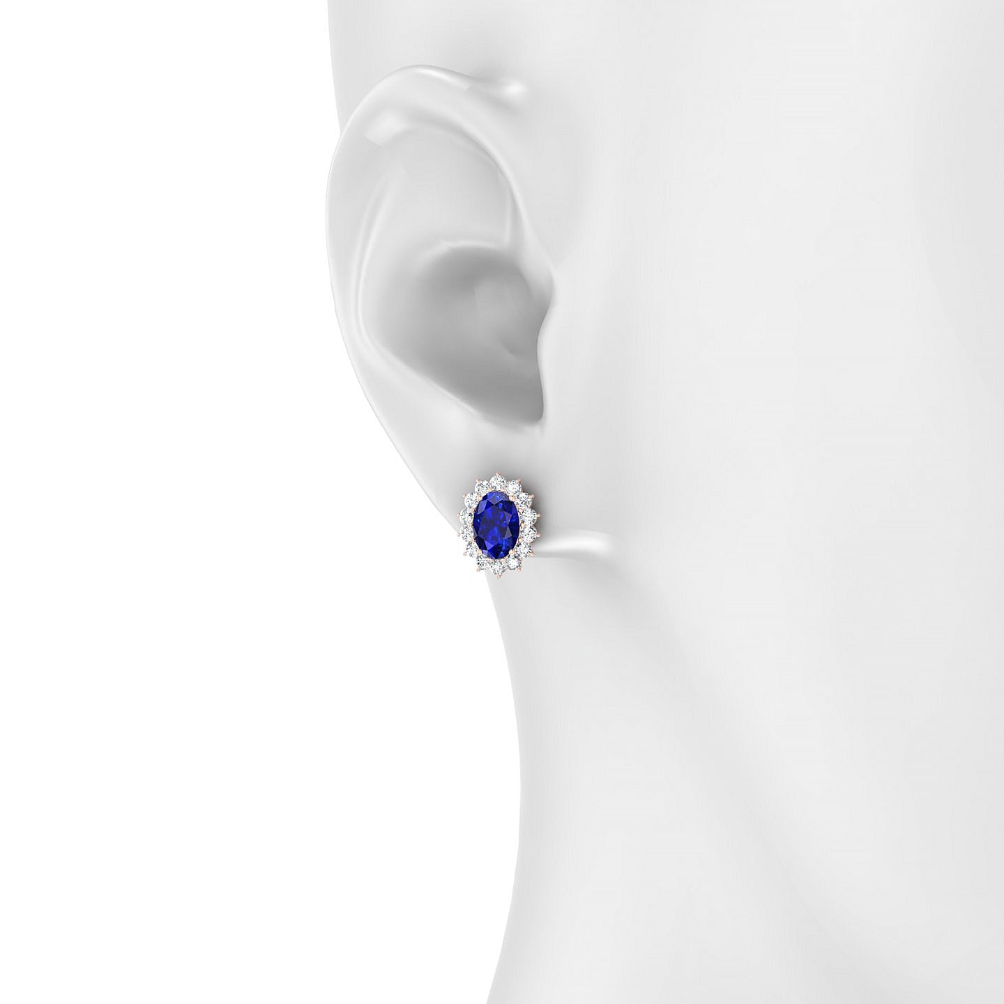 Blossom | 18k Rose Gold 7 x 5 mm Oval Sapphire Earrings