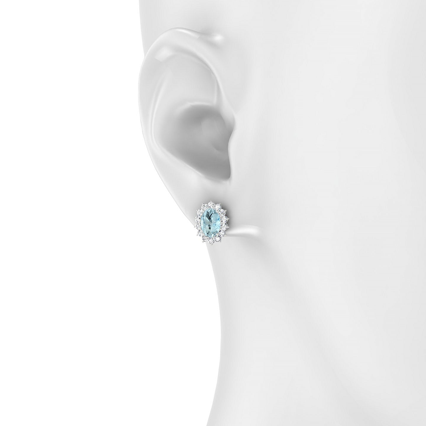 Blossom | 18k White Gold 7 x 5 mm Oval Aquamarine Earrings