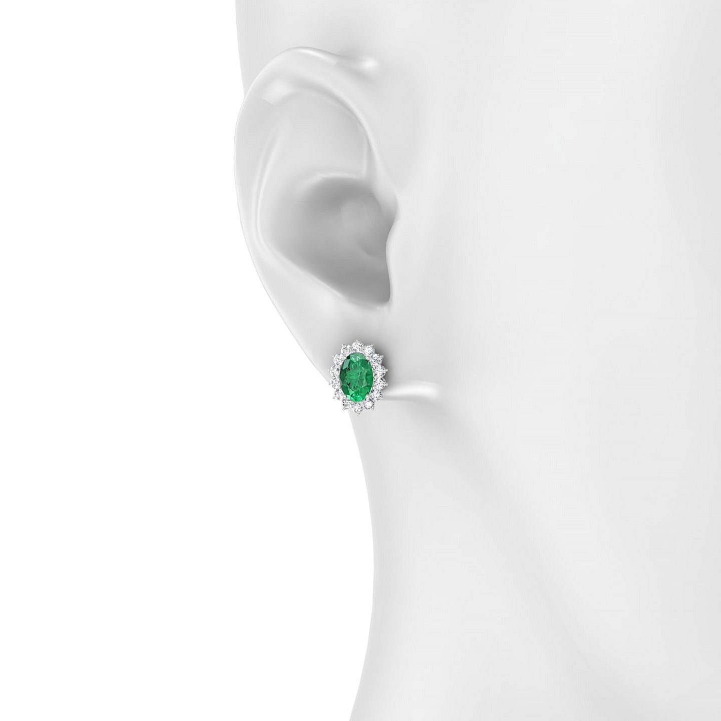 Blossom | 18k White Gold 7 x 5 mm Oval Emerald Earrings