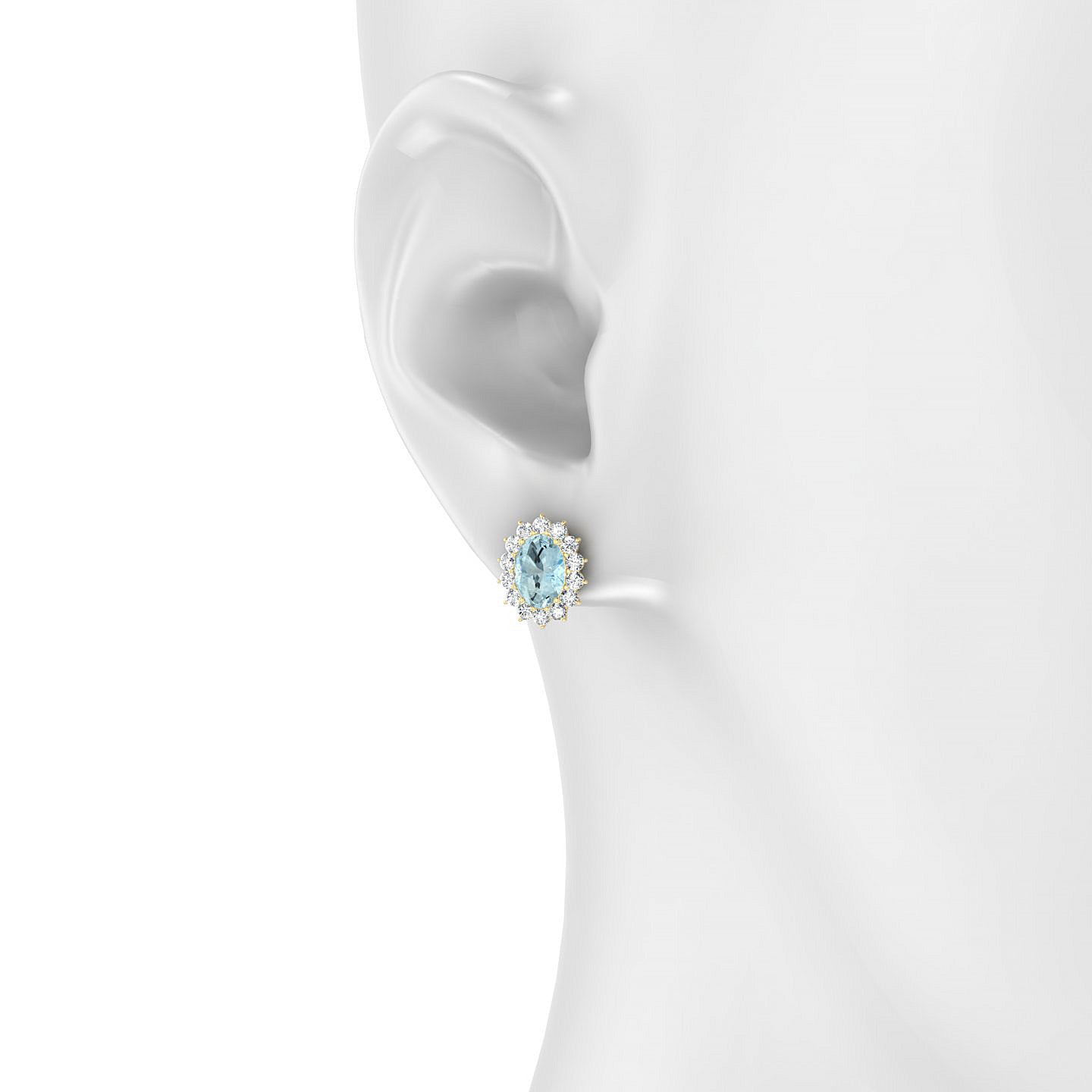 Blossom | 18k Yellow Gold 7 x 5 mm Oval Aquamarine Earrings