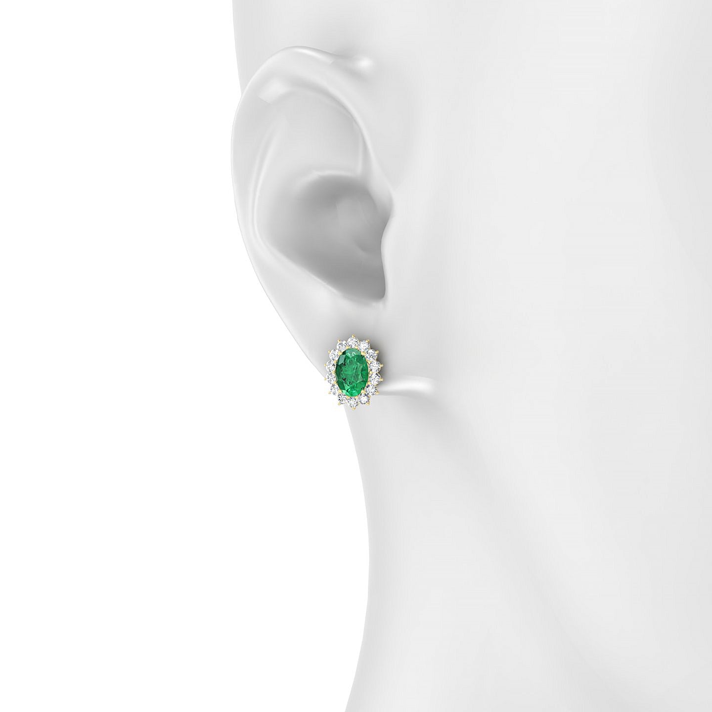 Blossom | 18k Yellow Gold 7 x 5 mm Oval Emerald Earrings