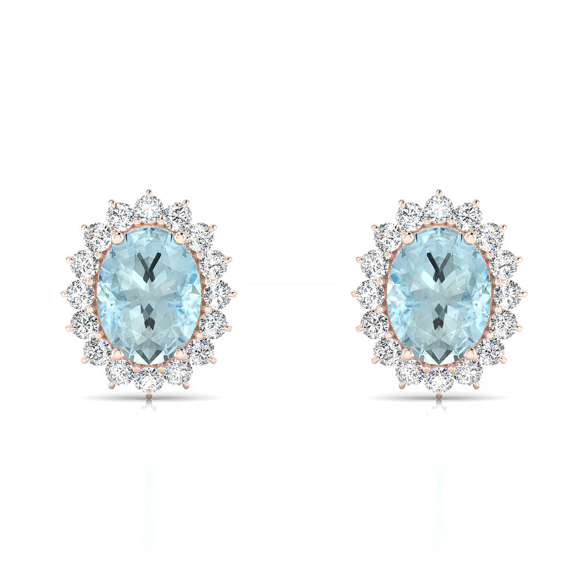 Blossom | 18k Rose Gold 8 x 6 mm Oval Aquamarine Earrings