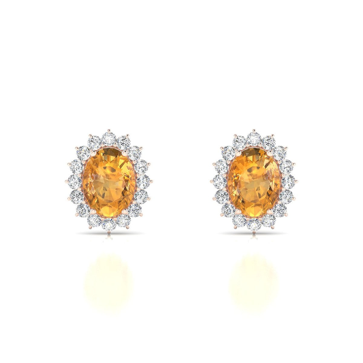 Blossom | 18k Rose Gold 8 x 6 mm Oval Citrine Earrings