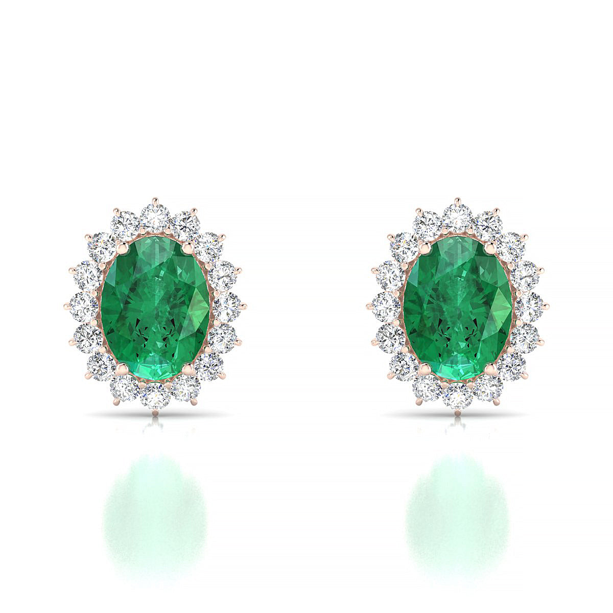 Blossom | 18k Rose Gold 8 x 6 mm Oval Emerald Earrings