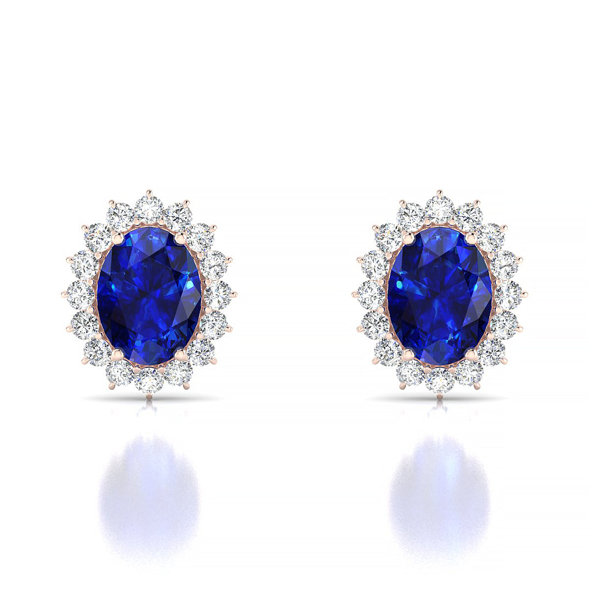 Blossom | 18k Rose Gold 8 x 6 mm Oval Sapphire Earrings