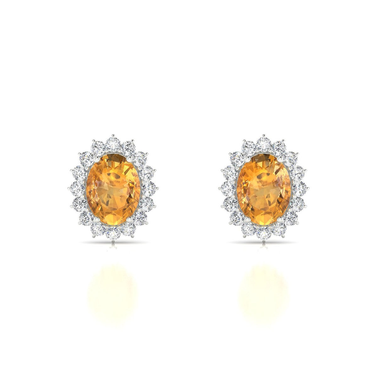 Blossom | 18k White Gold 8 x 6 mm Oval Citrine Earrings