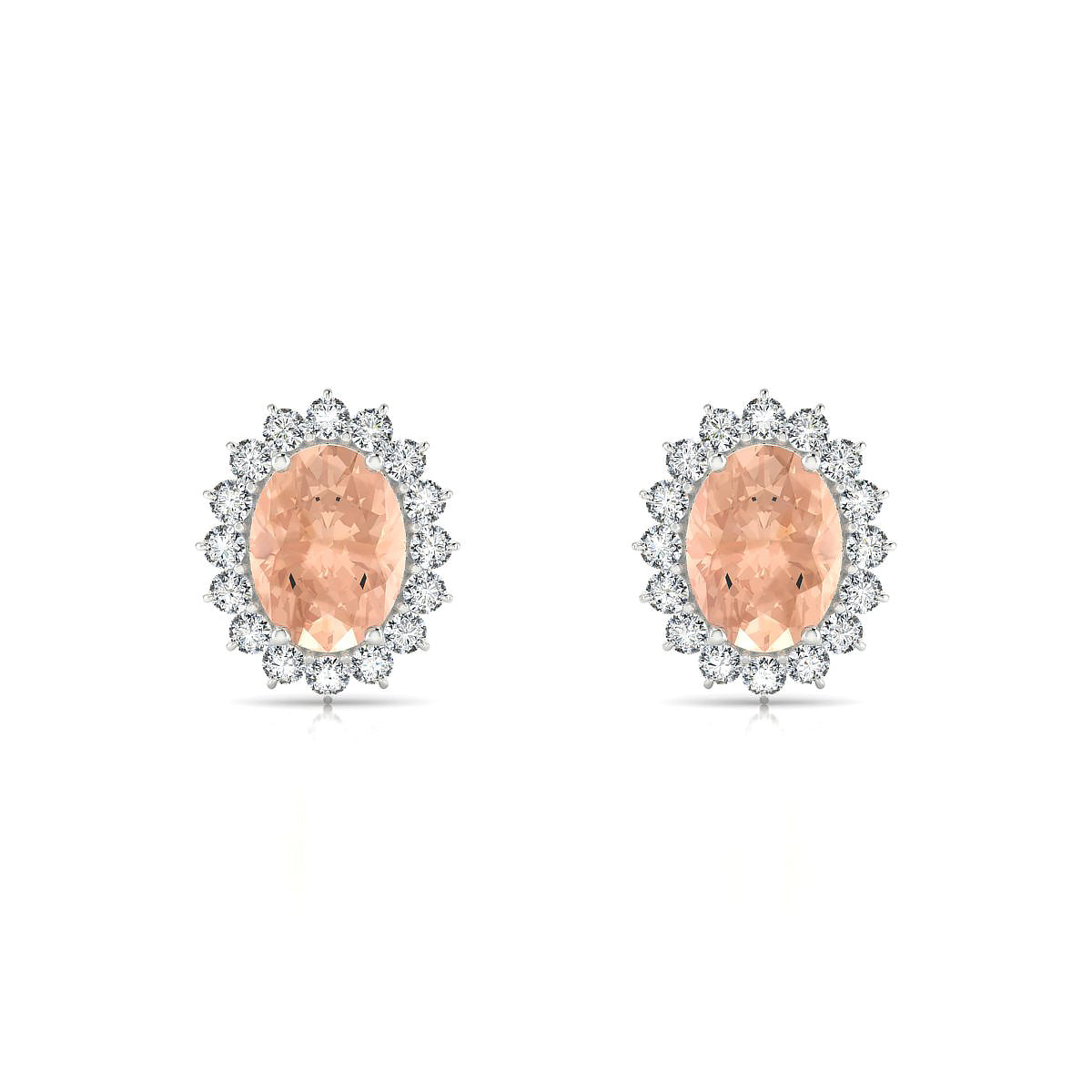 Blossom | 18k White Gold 8 x 6 mm Oval Morganite Earrings