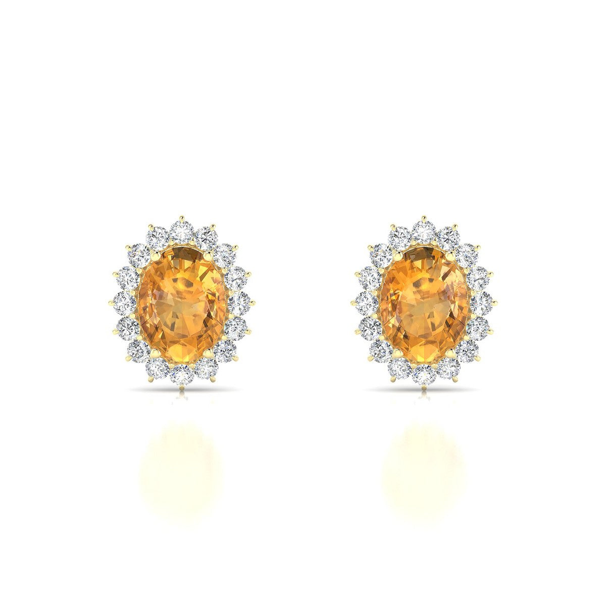 Blossom | 18k Yellow Gold 8 x 6 mm Oval Citrine Earrings