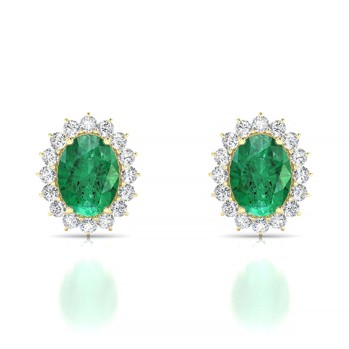 Blossom | 18k Yellow Gold 8 x 6 mm Oval Emerald Earrings
