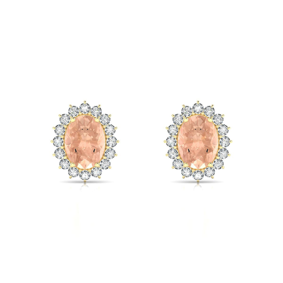 Blossom | 18k Yellow Gold 8 x 6 mm Oval Morganite Earrings