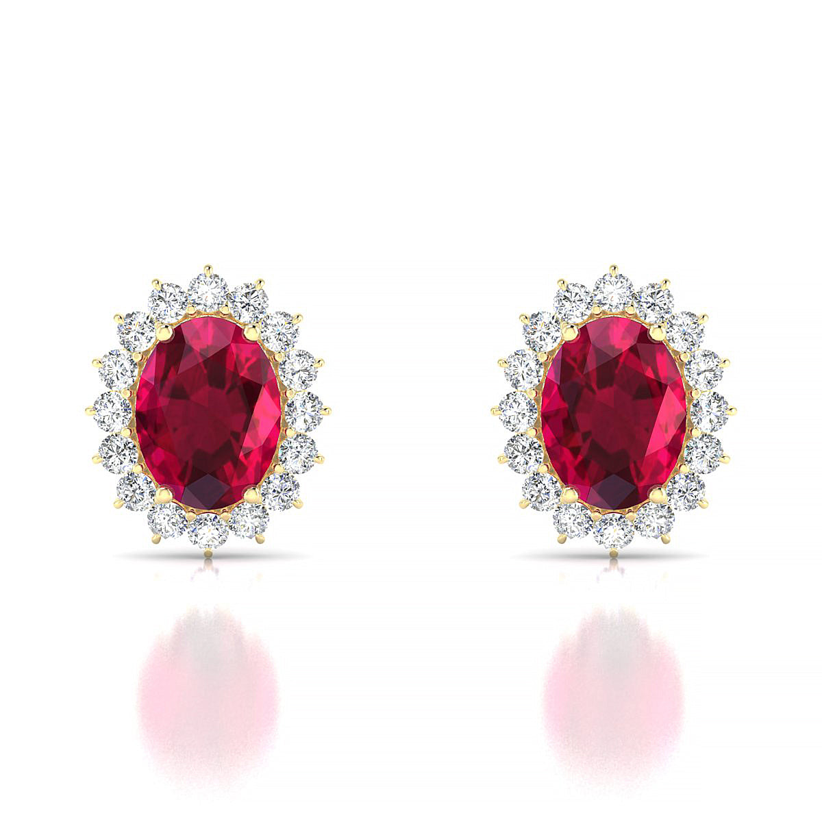 Blossom | 18k Yellow Gold 8 x 6 mm Oval Ruby Earrings