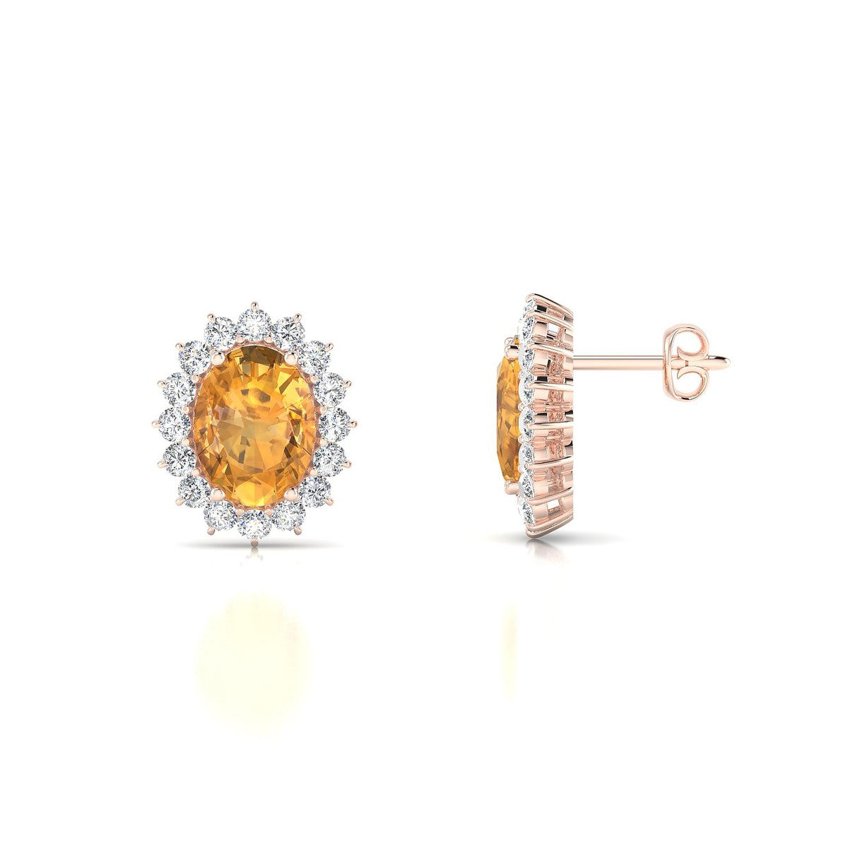 Blossom | 18k Rose Gold 8 x 6 mm Oval Citrine Earrings