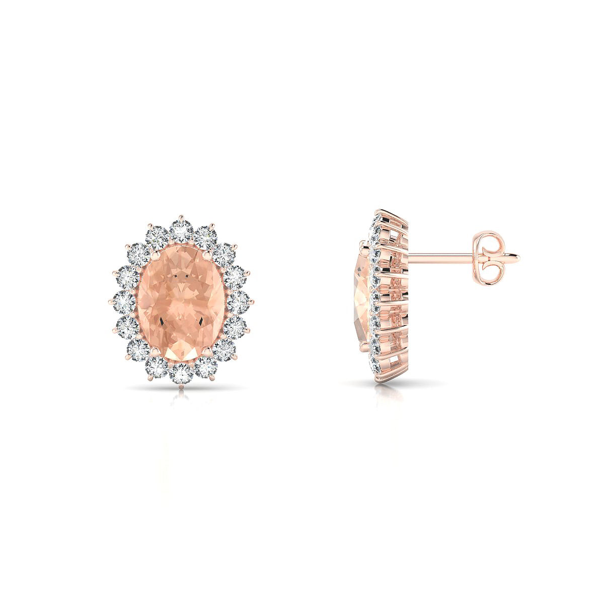 Blossom | 18k Rose Gold 8 x 6 mm Oval Morganite Earrings