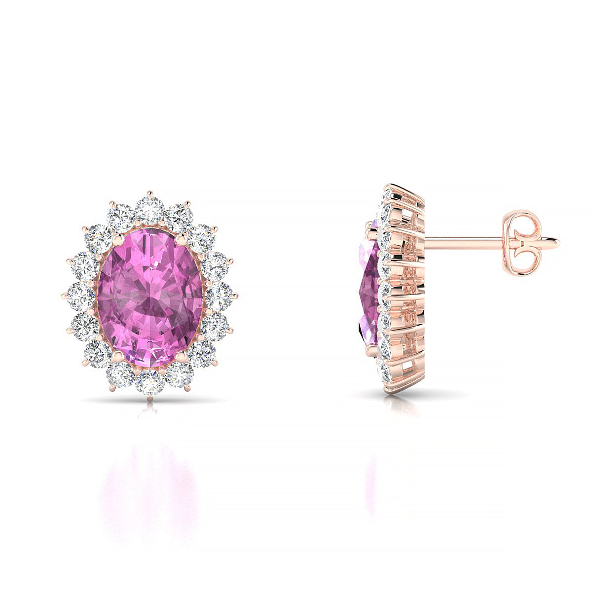 Blossom | 18k Rose Gold 8 x 6 mm Oval Pink Sapphire Earrings