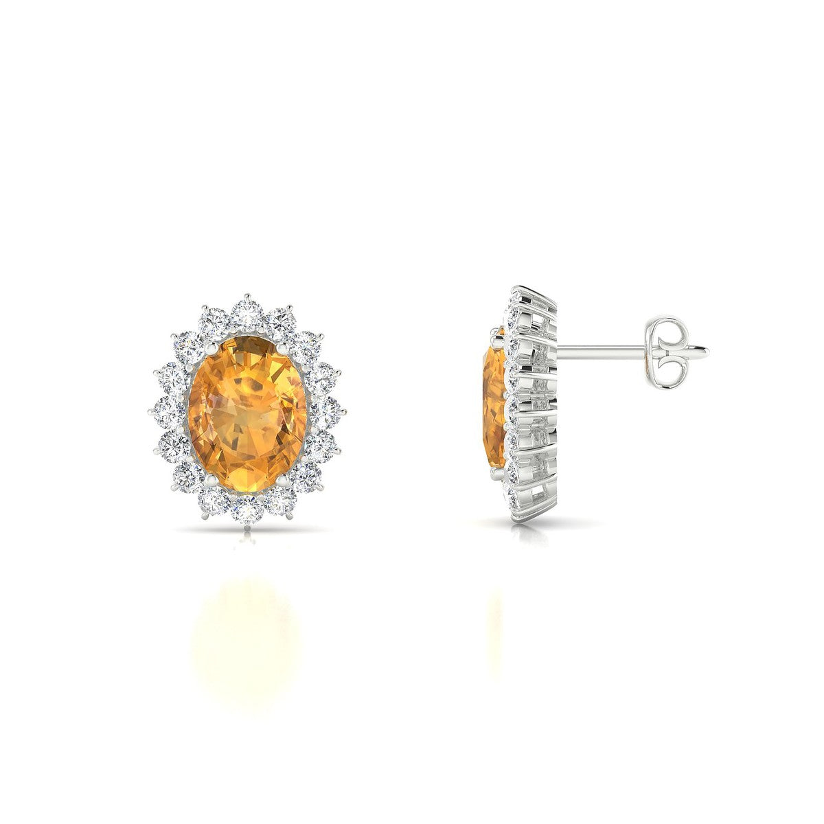 Blossom | 18k White Gold 8 x 6 mm Oval Citrine Earrings