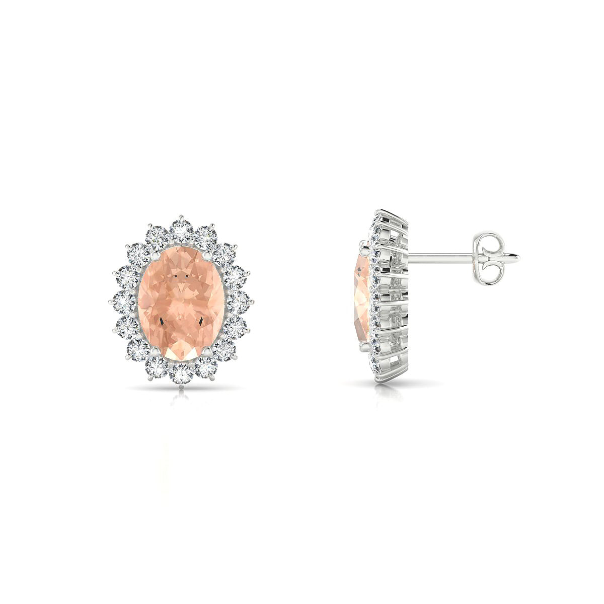 Blossom | 18k White Gold 8 x 6 mm Oval Morganite Earrings