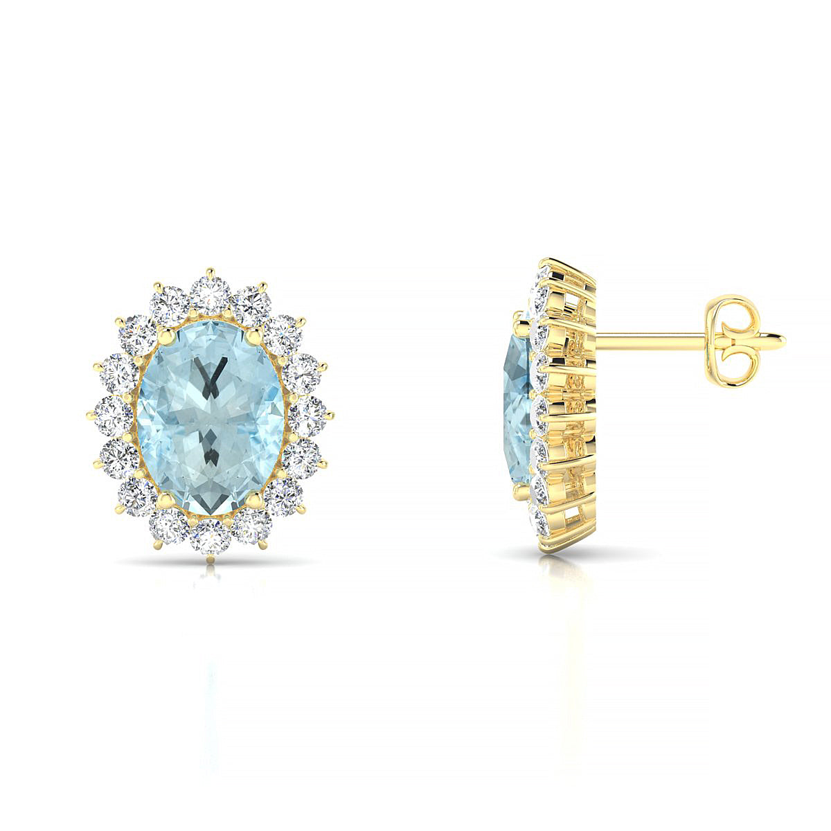Blossom | 18k Yellow Gold 8 x 6 mm Oval Aquamarine Earrings