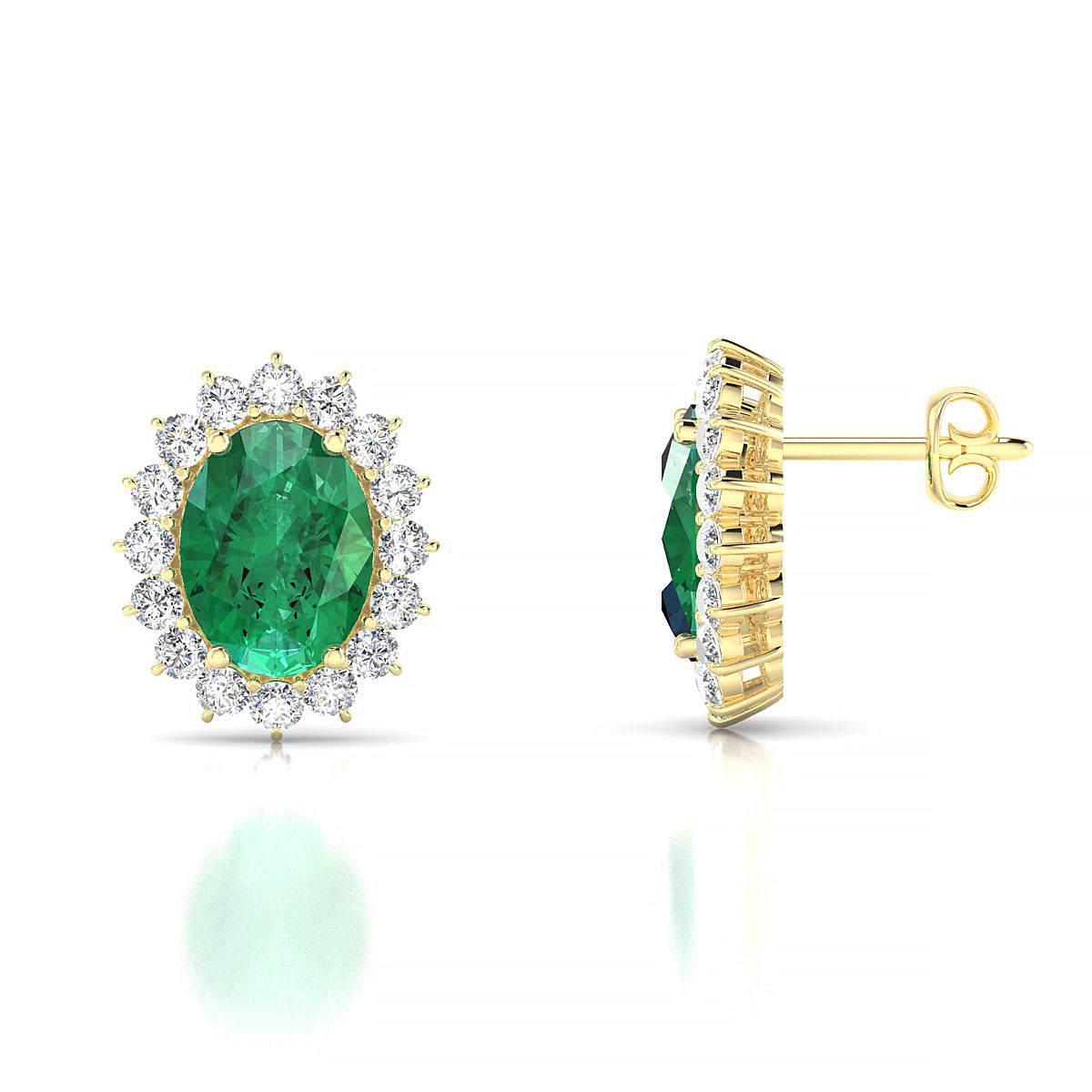 Blossom | 18k Yellow Gold 8 x 6 mm Oval Emerald Earrings