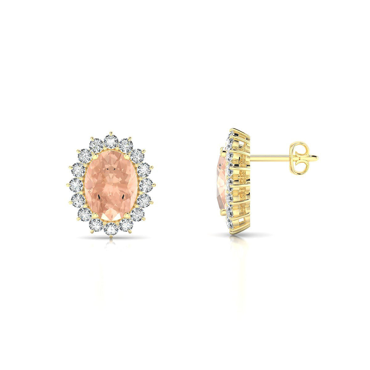 Blossom | 18k Yellow Gold 8 x 6 mm Oval Morganite Earrings