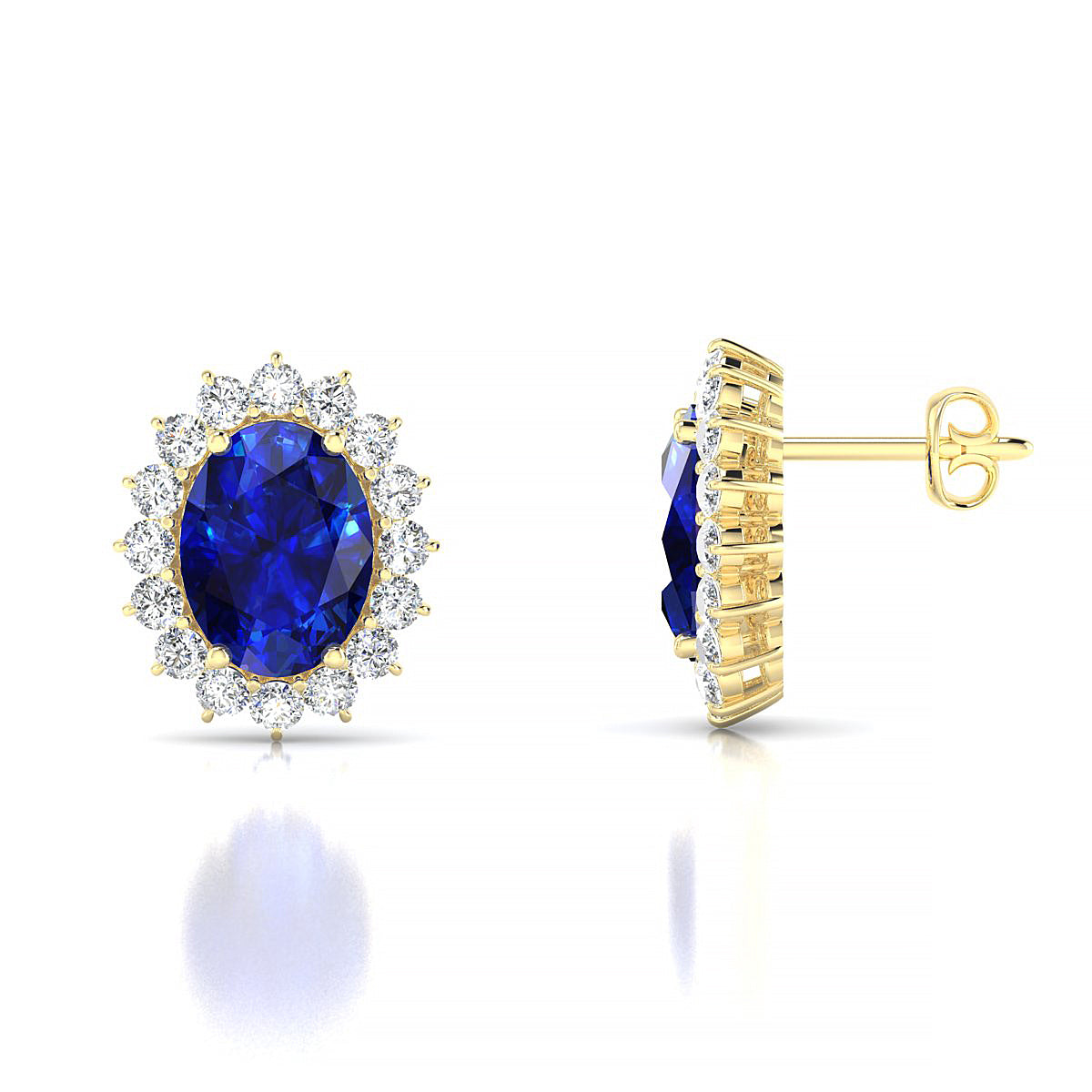 Blossom | 18k Yellow Gold 8 x 6 mm Oval Sapphire Earrings