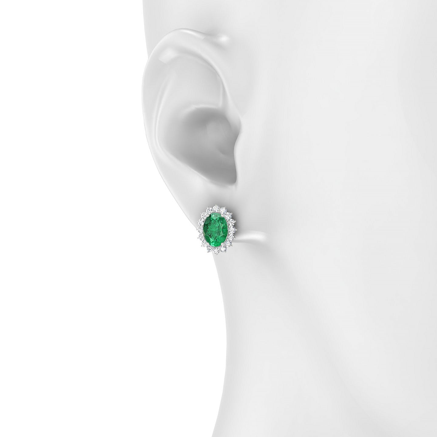Blossom | 18k White Gold 8 x 6 mm Oval Emerald Earrings
