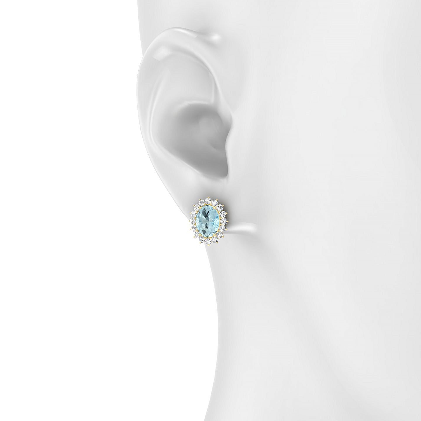 Blossom | 18k Yellow Gold 8 x 6 mm Oval Aquamarine Earrings