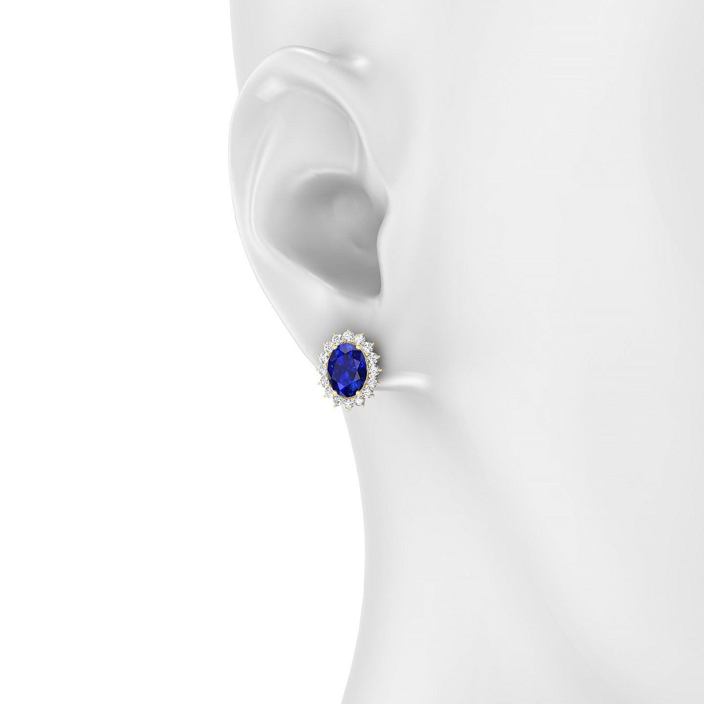 Blossom | 18k Yellow Gold 8 x 6 mm Oval Sapphire Earrings