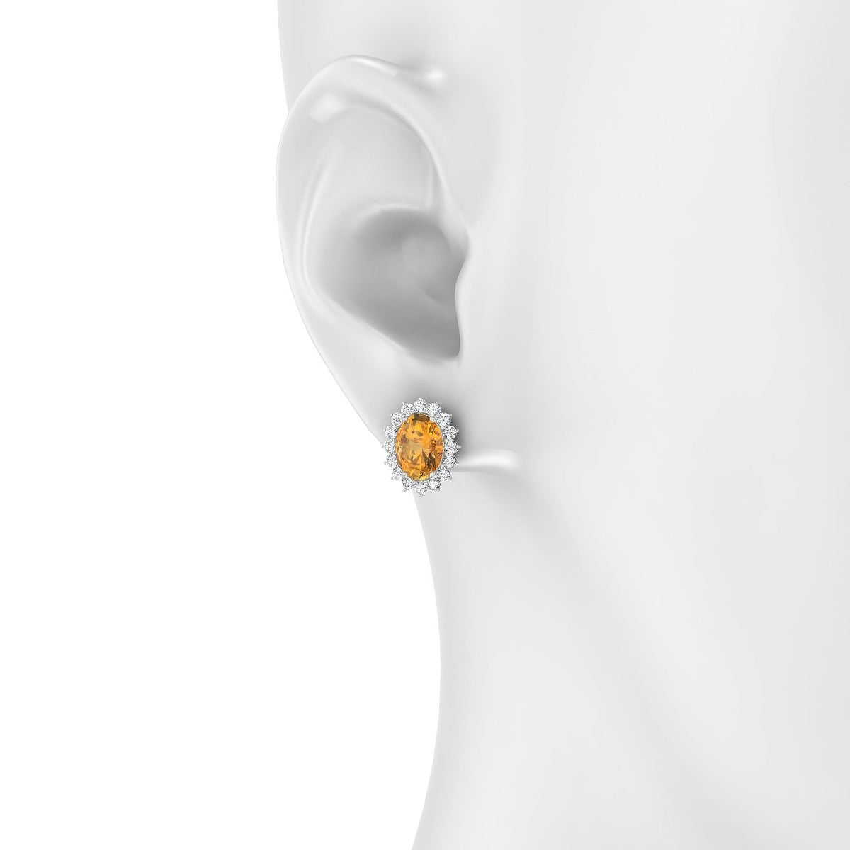 Blossom | 18k White Gold 8 x 6 mm Oval Citrine Earrings