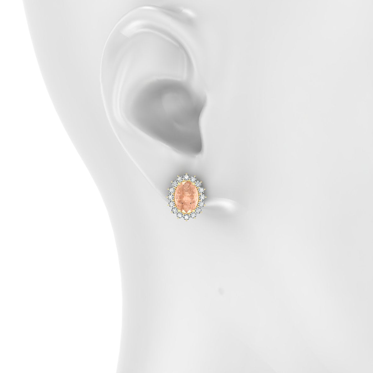 Blossom | 18k Yellow Gold 8 x 6 mm Oval Morganite Earrings