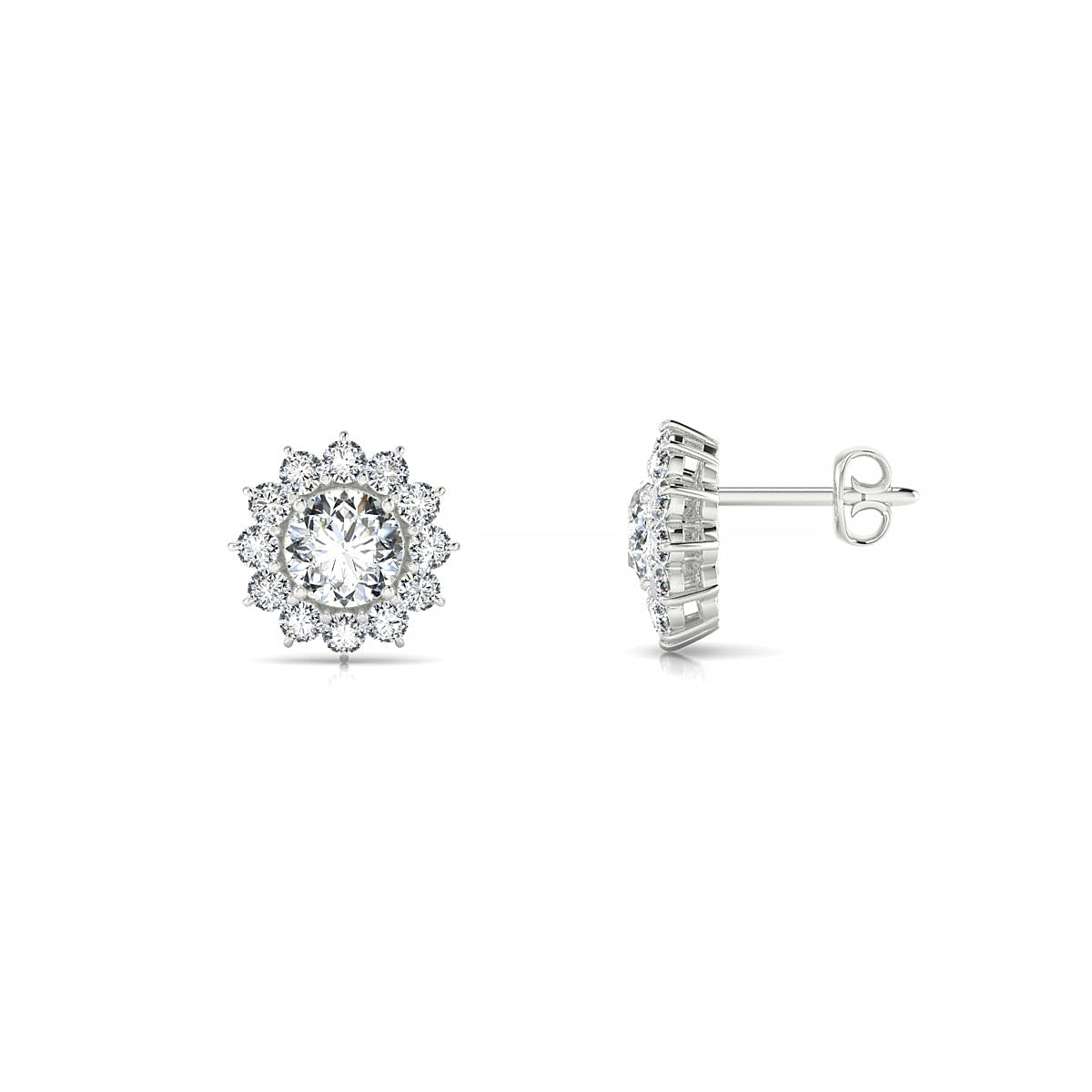 Blossom | 18k White Gold 4.2 mm Round Diamond Earrings