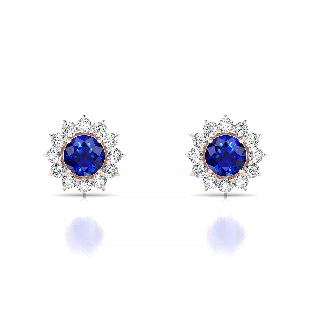 Blossom | 18k Rose Gold 4.5 mm Round Sapphire Earrings
