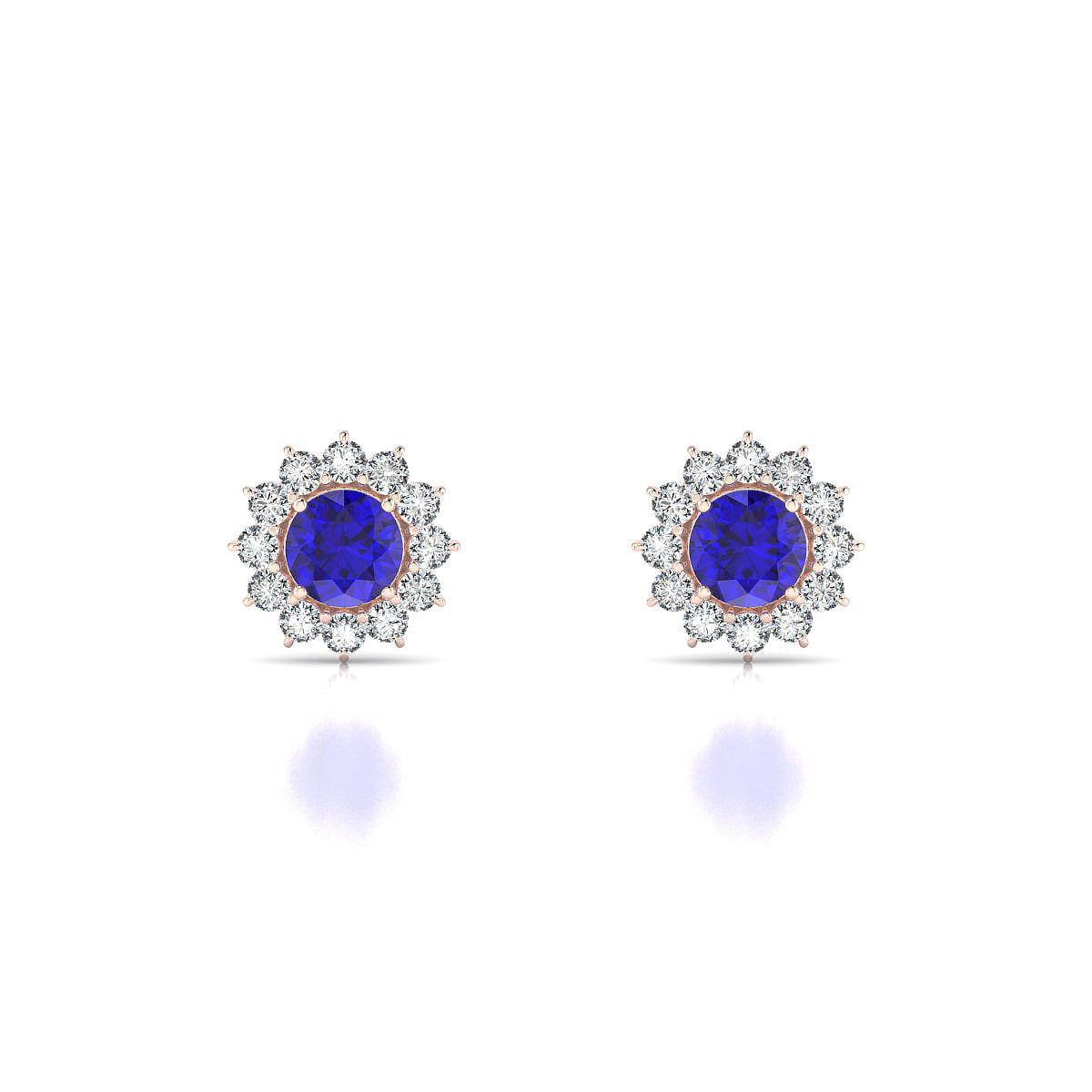 Blossom | 18k Rose Gold 4.5 mm Round Tanzanite Earrings